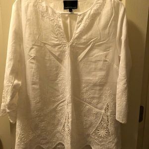 White floral detail top